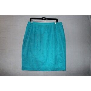 Vintage Women's Teal Green Pencil Midi Skirt Silk Size 16 Unbranded Casual Wear